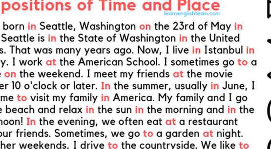 preposition of time and place