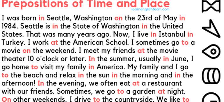 preposition of time and place